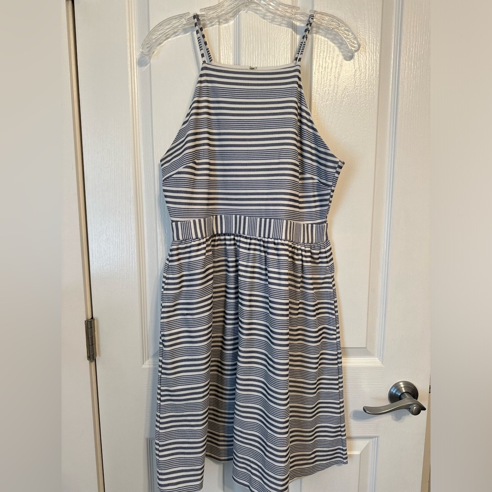 Banana Republic Dress White Navy Striped Nautical Feminine Women’s 10P
